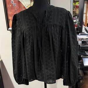 Madewell Black Eyelet Women's Top XL